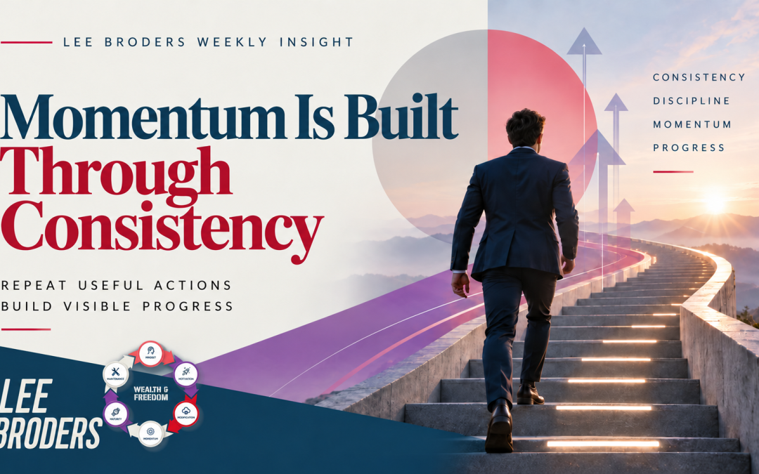 Lee Broders Weekly Insight graphic for Momentum Is Built Through Consistency.