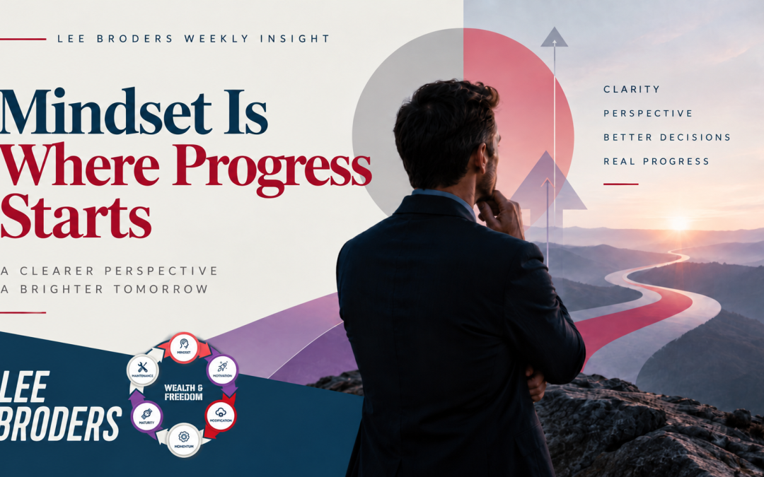 Lee Broders Weekly Insight graphic for Mindset Is Where Progress Starts.